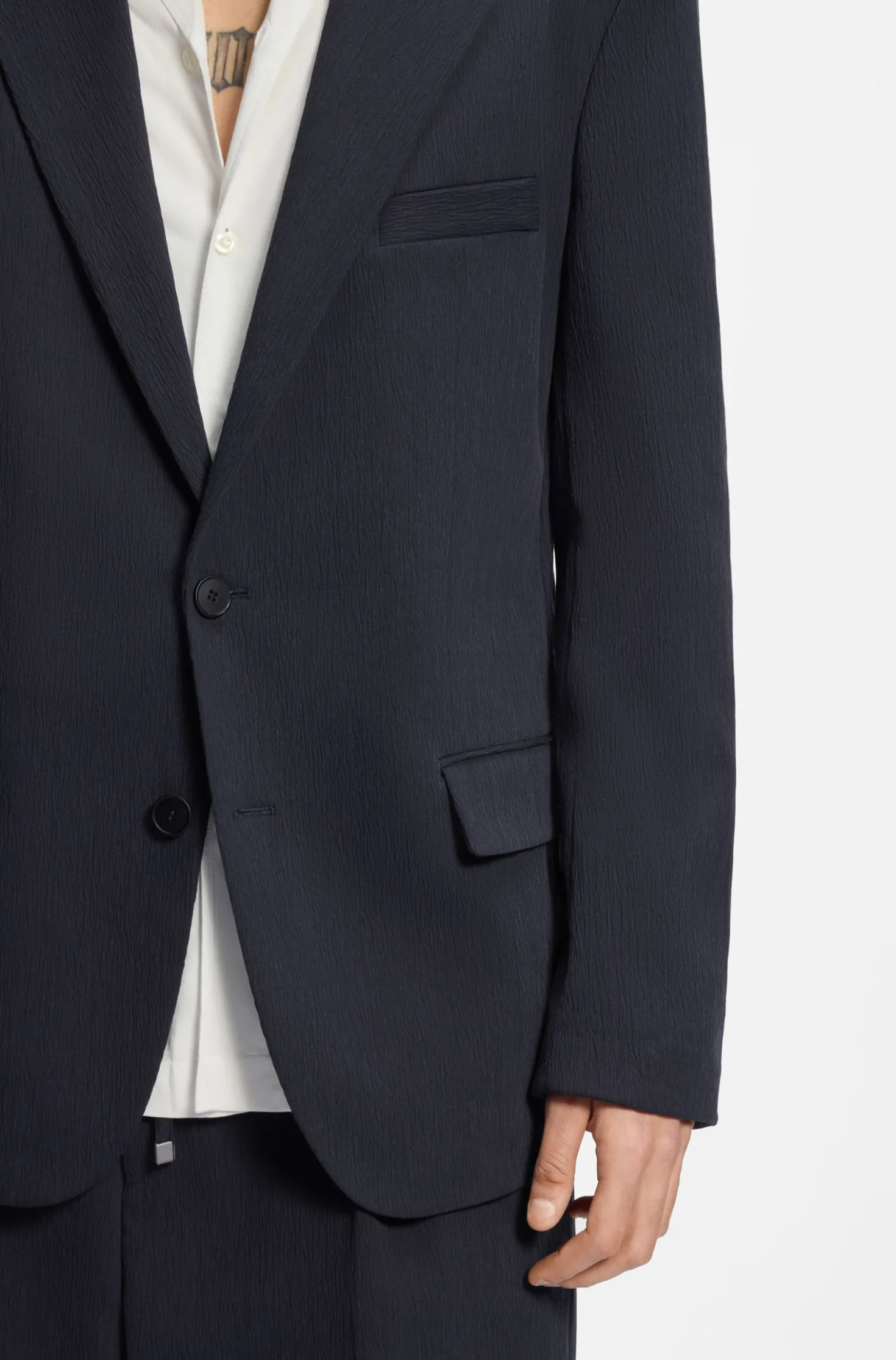 Slim-Fit Sakko aus funktionalem Stretch-Seersucker