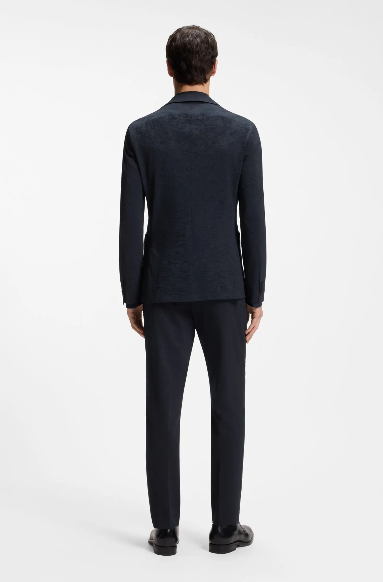 Slim-Fit Sakko aus funktionalem Stretch-Seersucker