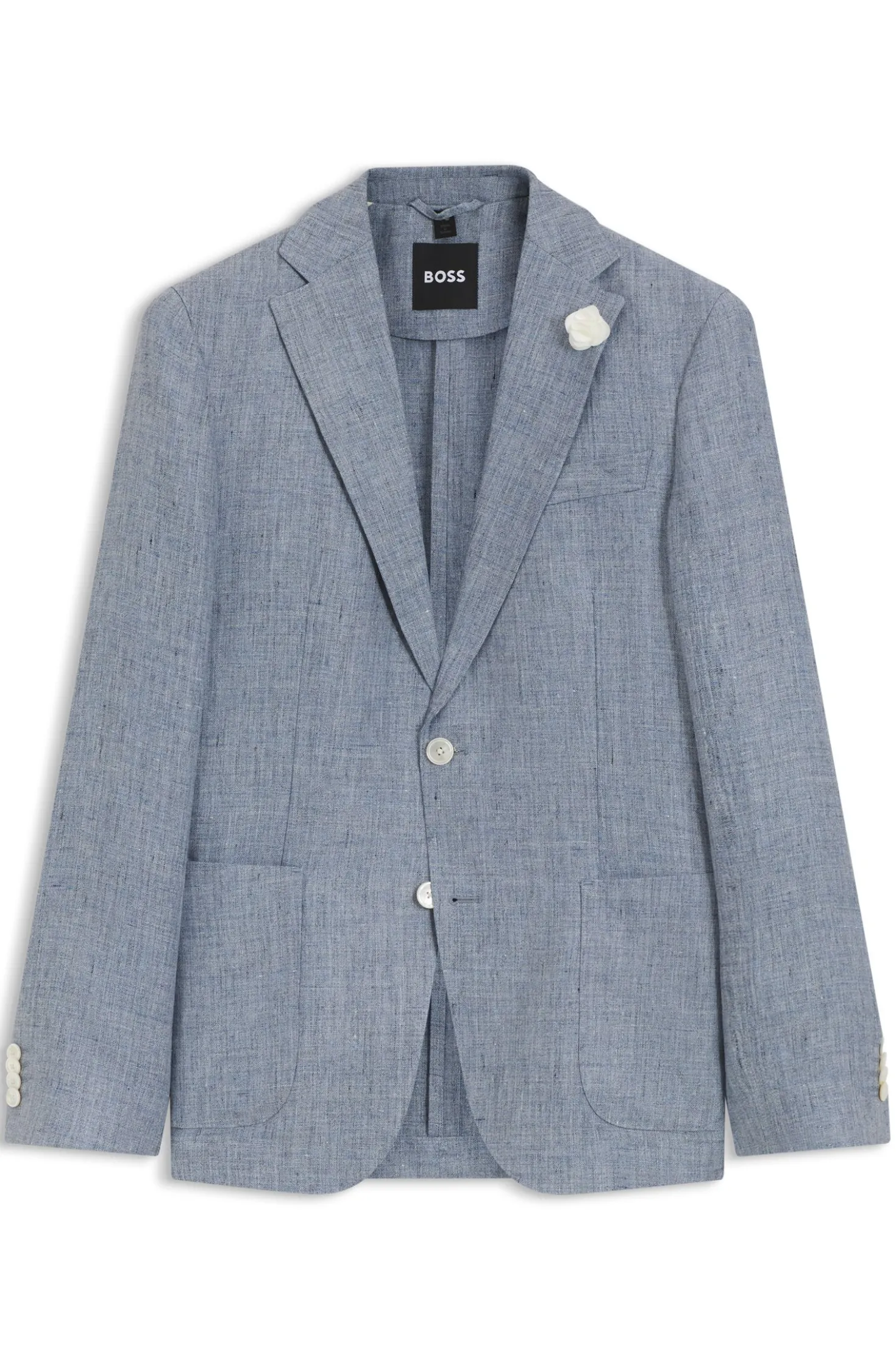 Slim-Fit Sakko aus gemustertem Leinen