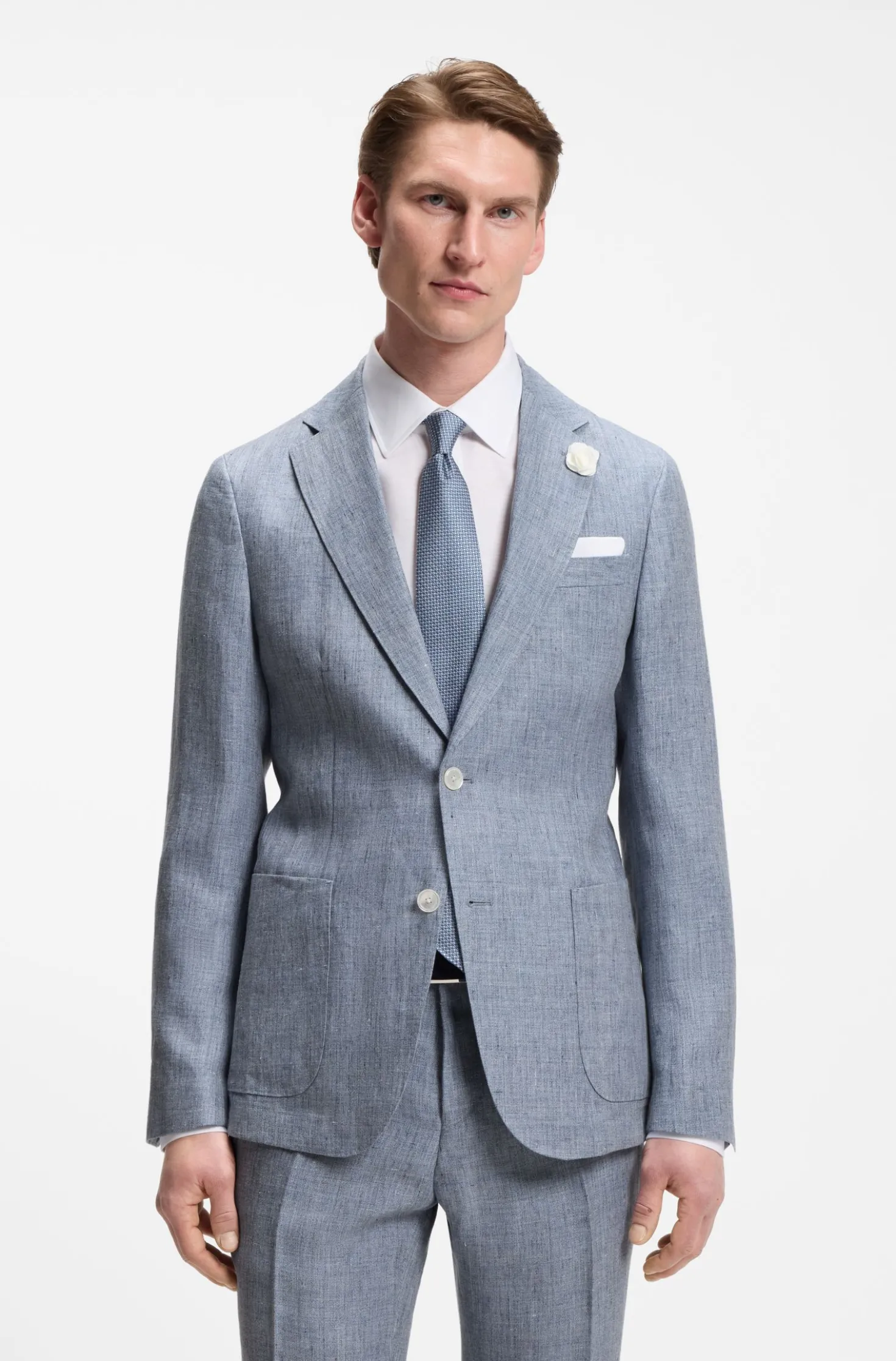 Slim-Fit Sakko aus gemustertem Leinen