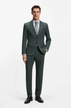 Slim-Fit Sakko aus gemusterter Stretch-Wolle