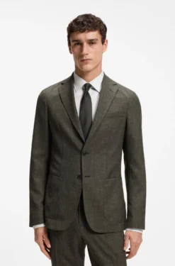 Slim-Fit Sakko aus Schurwoll-Mix mit Leinen
