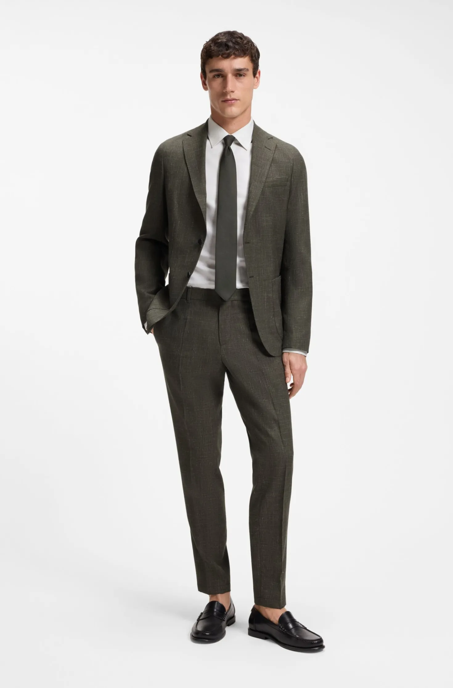 Slim-Fit Sakko aus Schurwoll-Mix mit Leinen