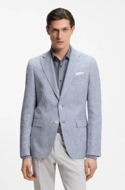 Slim-Fit Sakko mit Pepita-Hahnentritt-Muster