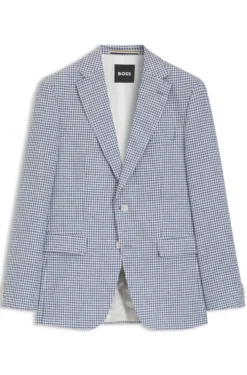 Slim-Fit Sakko mit Pepita-Hahnentritt-Muster