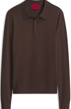 Slim-Fit Strick-Poloshirt mit Logo auf der Rückseite