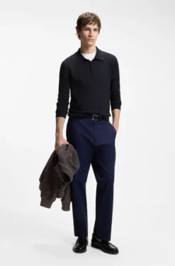 Slim-Fit Strick-Poloshirt mit Logo auf der Rückseite