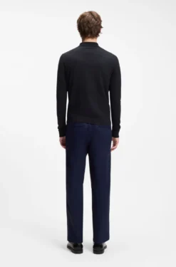 Slim-Fit Strick-Poloshirt mit Logo auf der Rückseite