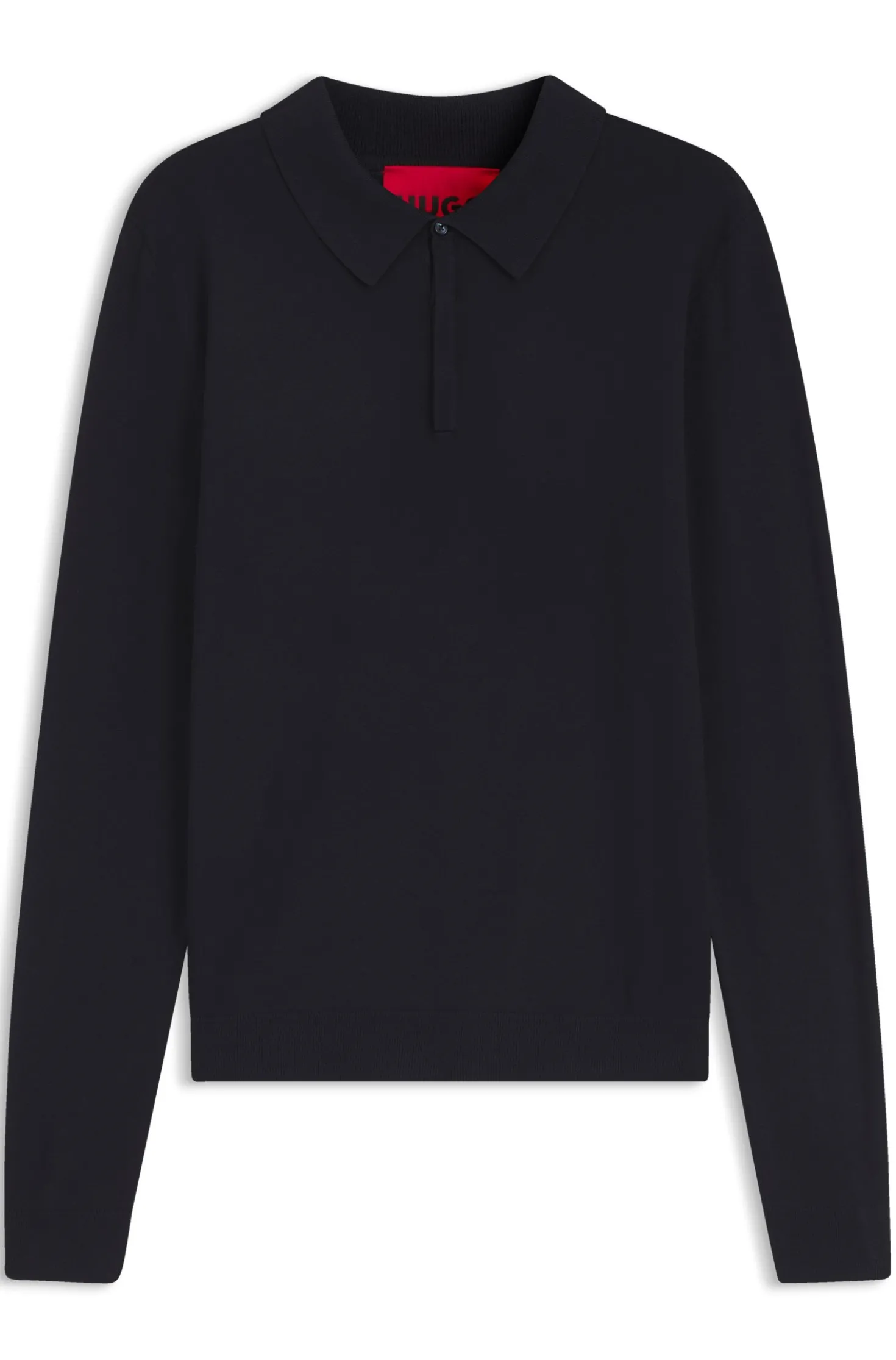 Slim-Fit Strick-Poloshirt mit Logo auf der Rückseite