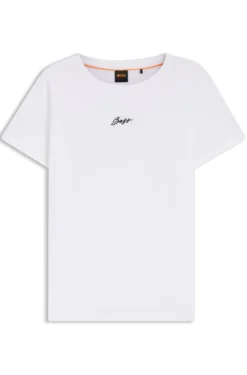 Slim-Fit T-Shirt aus Baumwolle mit gesticktem Logo in handschriftlichem Stil