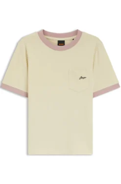 Slim-Fit T-Shirt aus Baumwolle mit Kontrast-Ripp-Details
