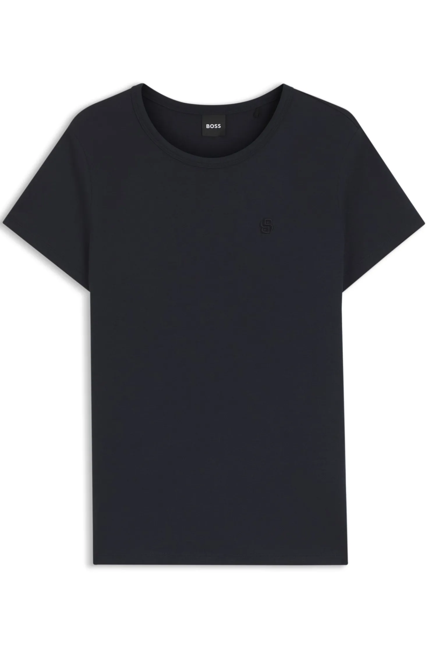 Slim-Fit T-Shirt aus Baumwoll-Seiden-Mix mit Logo-Stickerei