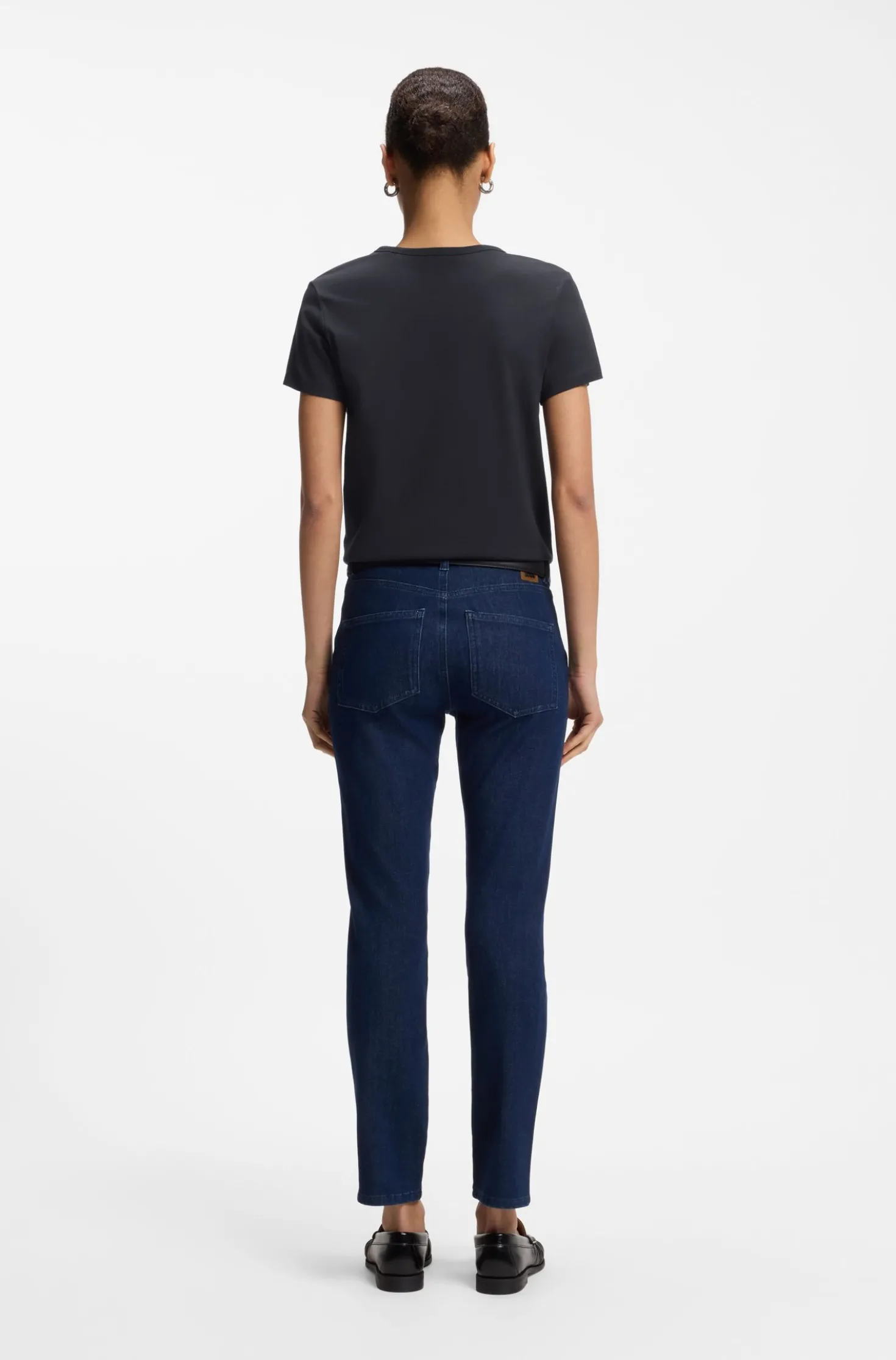 Slim-Fit T-Shirt aus Baumwoll-Seiden-Mix mit Logo-Stickerei