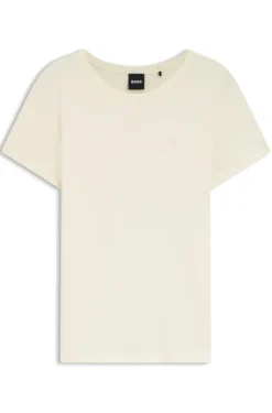 Slim-Fit T-Shirt aus Baumwoll-Seiden-Mix mit Logo-Stickerei