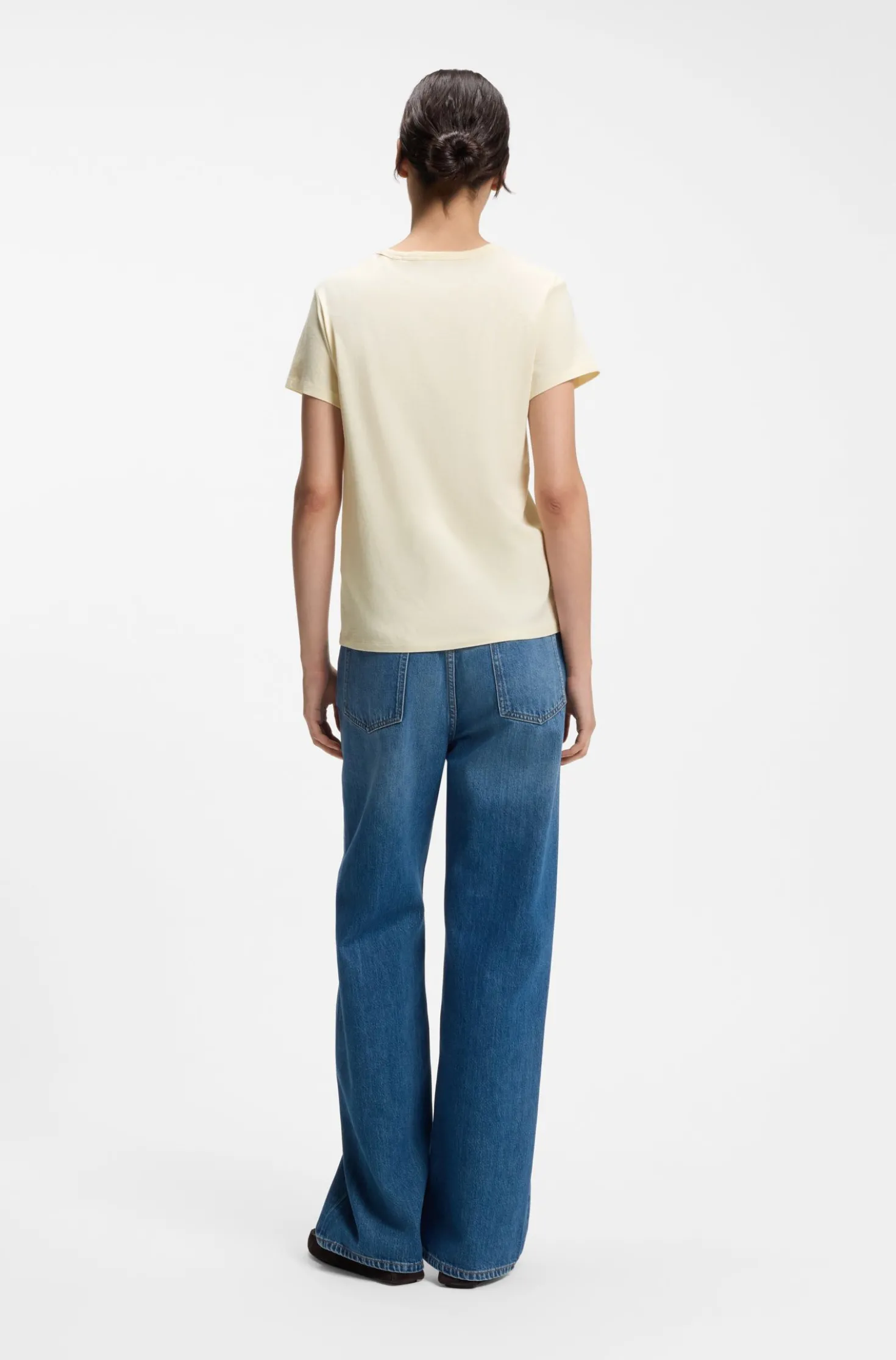Slim-Fit T-Shirt aus Baumwoll-Seiden-Mix mit Logo-Stickerei