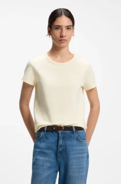Slim-Fit T-Shirt aus Baumwoll-Seiden-Mix mit Logo-Stickerei