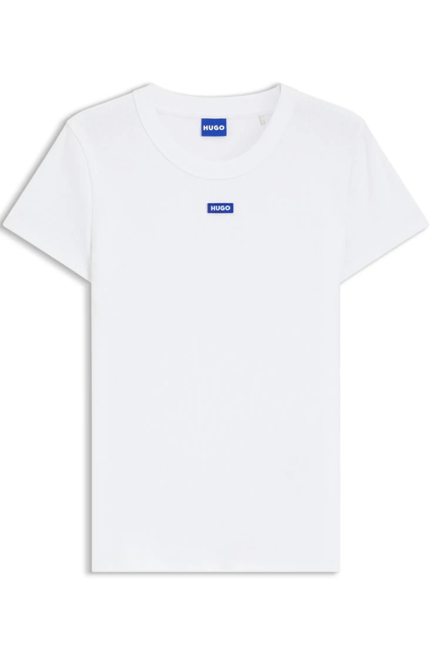 Slim-Fit T-Shirt aus gerippter Stretch-Baumwolle mit Logo