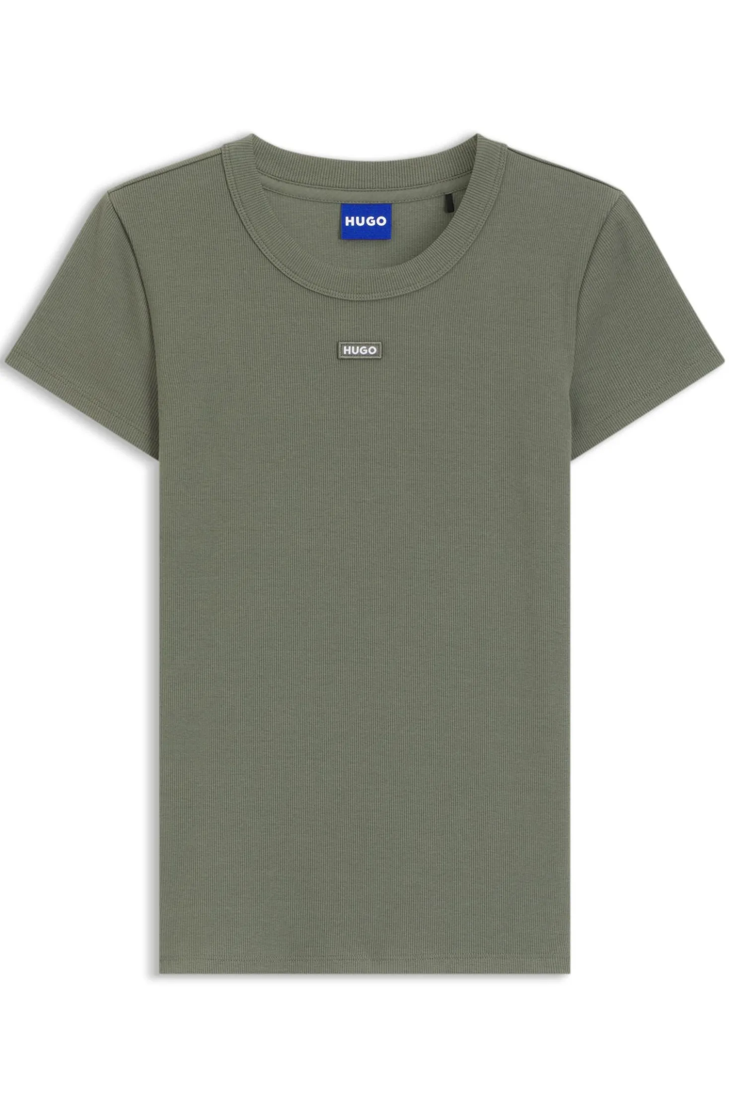 Slim-Fit T-Shirt aus gerippter Stretch-Baumwolle mit Logo