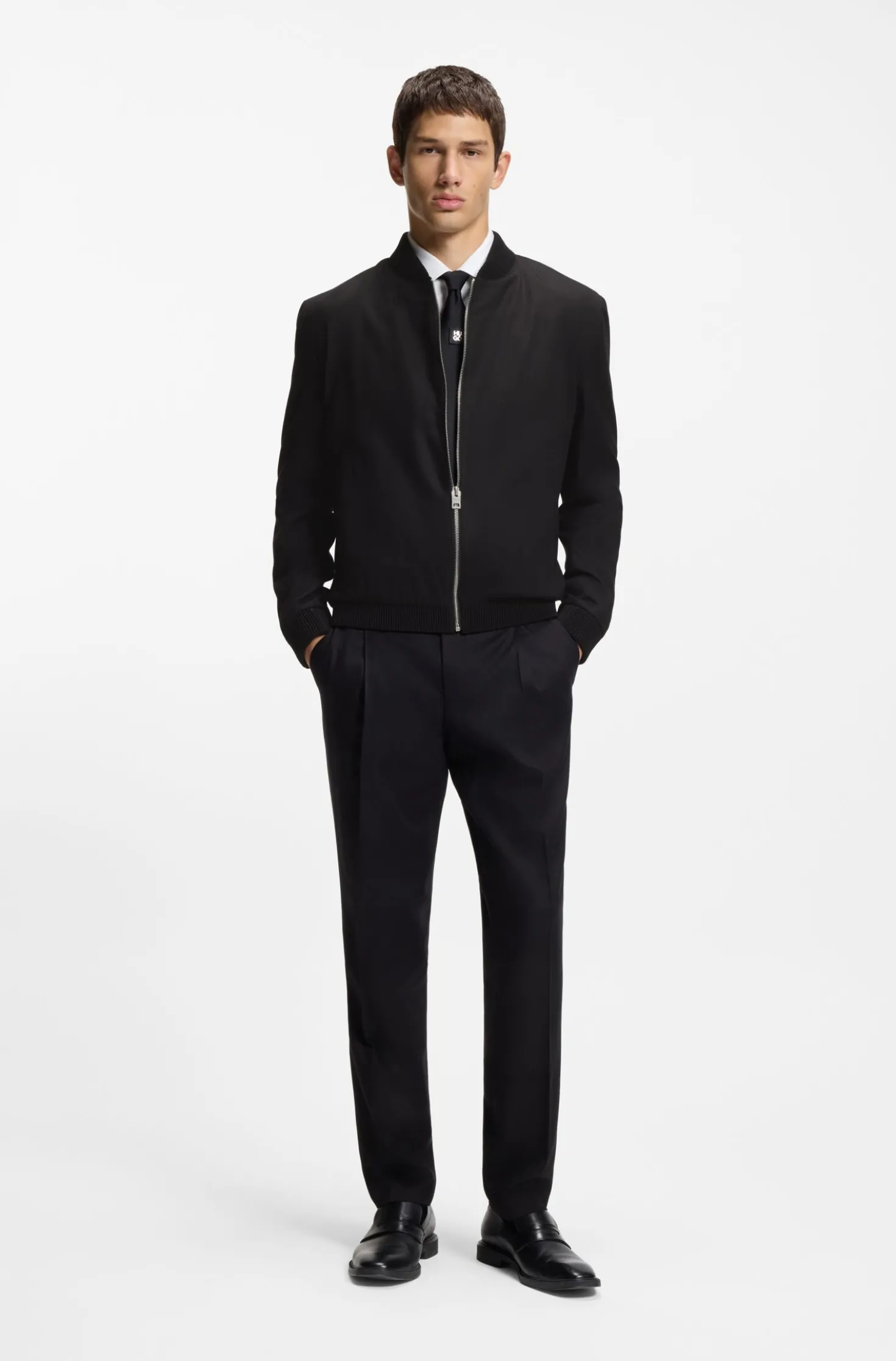 Slim-Fit Twill-Jacke mit Reißverschluss