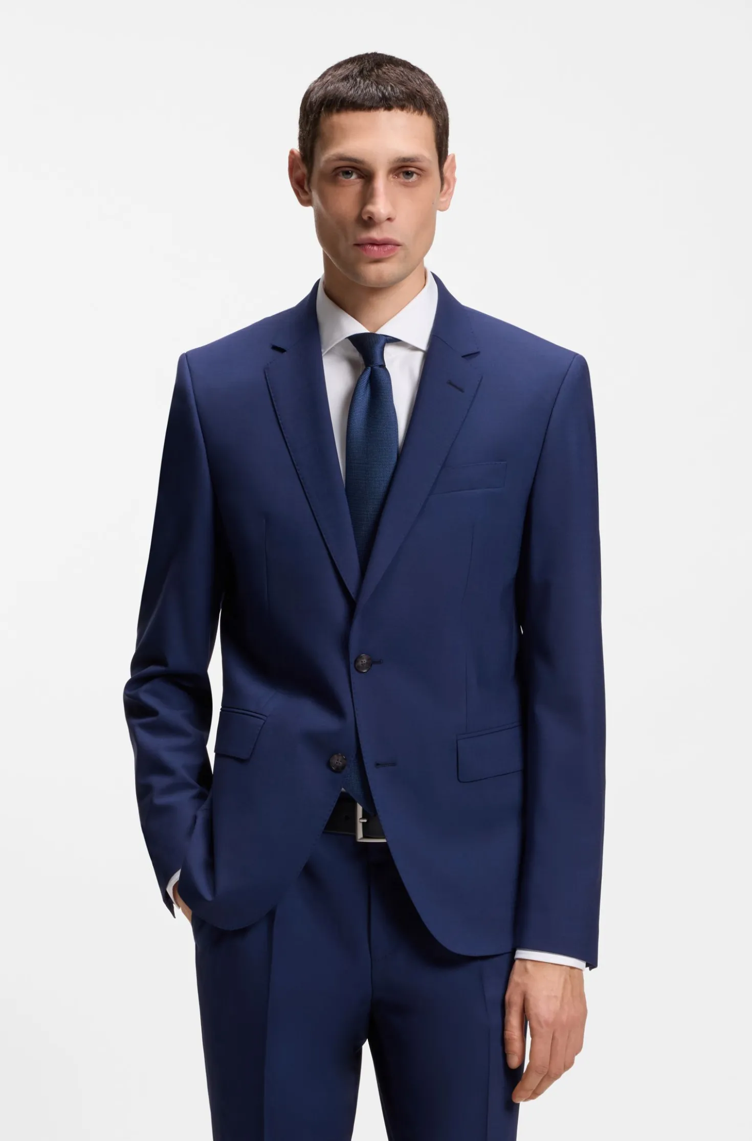 Slim-Fit Zweiteiler aus Stretch-Wolle