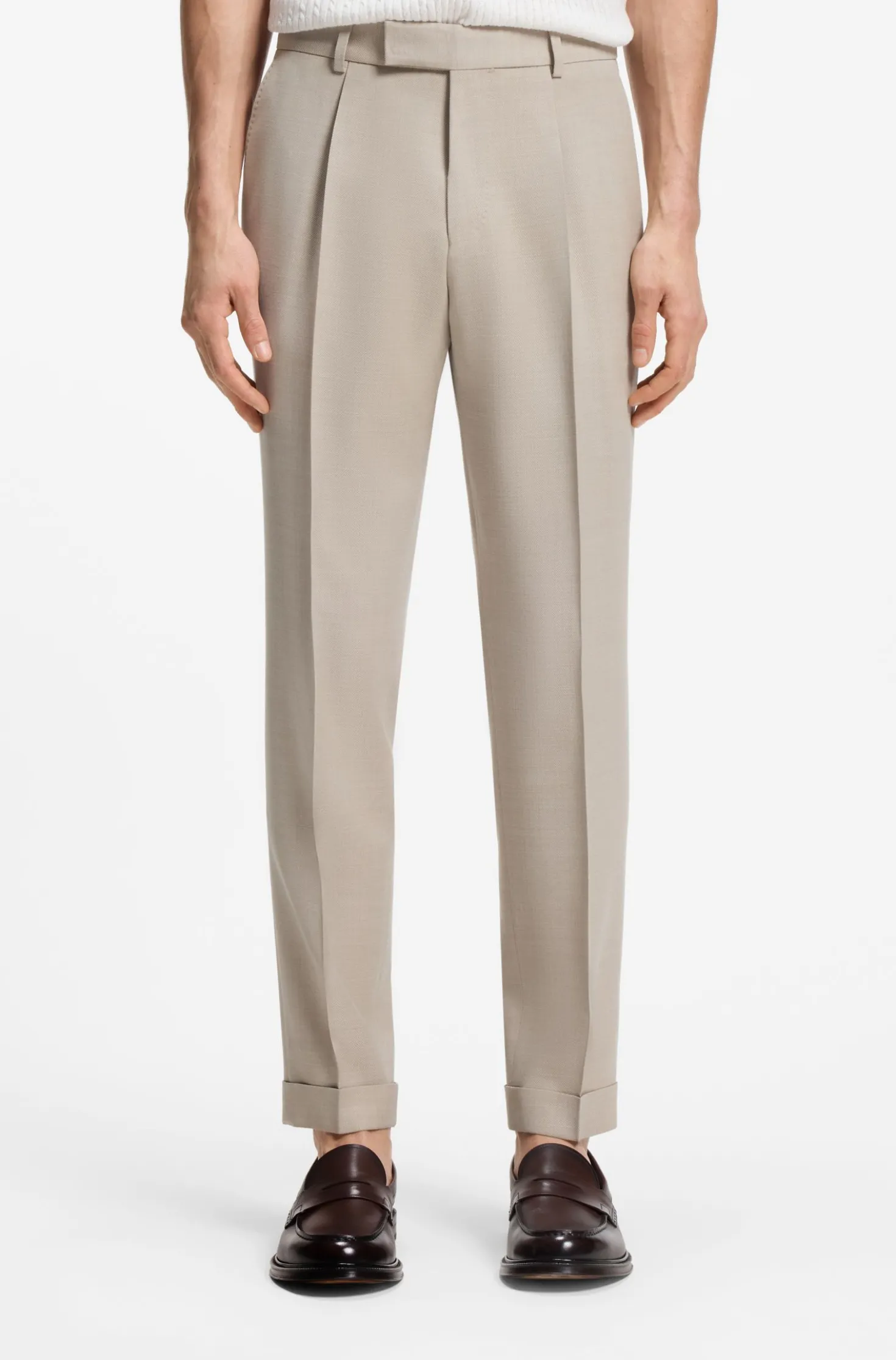 Slim-Fit Zweiteiler aus Woll-Mix mit Seide