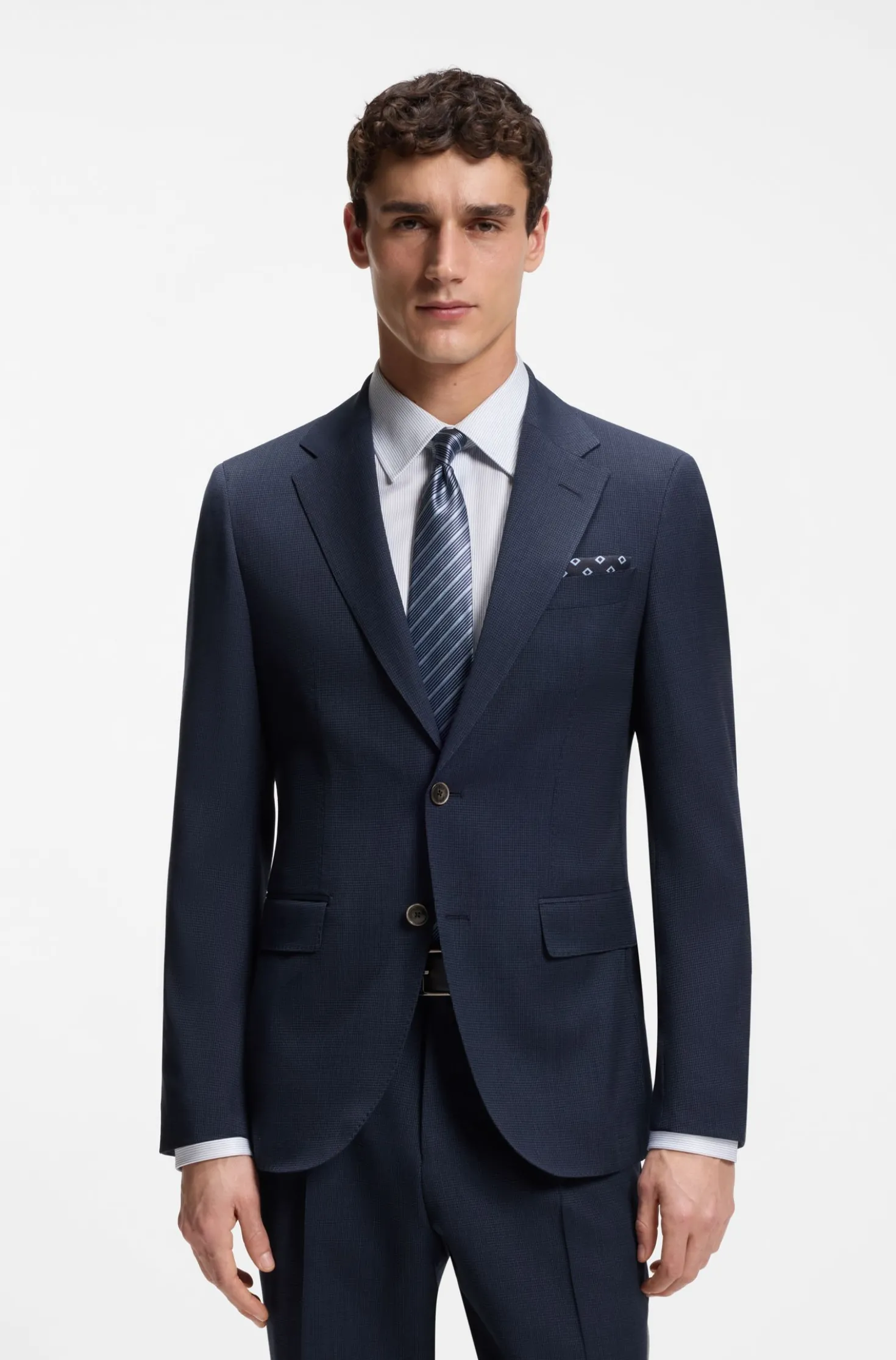 Slim-Fit Zweiteiler aus Woll-Mix mit Seide
