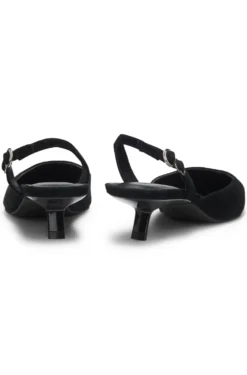 Slingbacks aus Veloursleder mit Pfennigabsatz