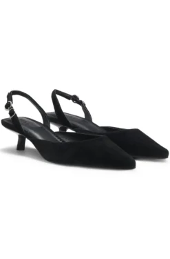 Slingbacks aus Veloursleder mit Pfennigabsatz