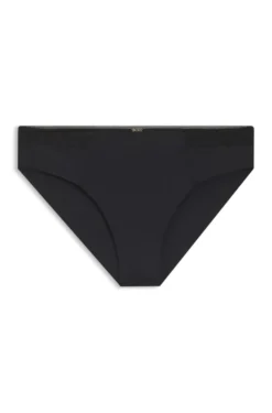 Slip mit niedriger Bundhöhe, goldfarbener Plakette und Monogramm-Spitze