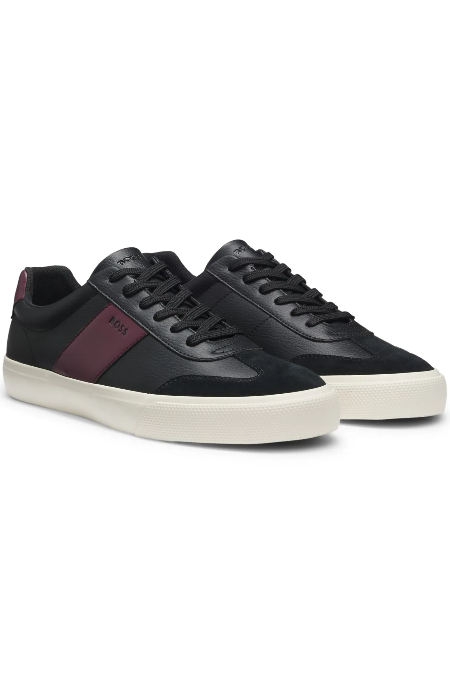 Sneakers aus genarbtem Kunstleder mit Lederbesätzen