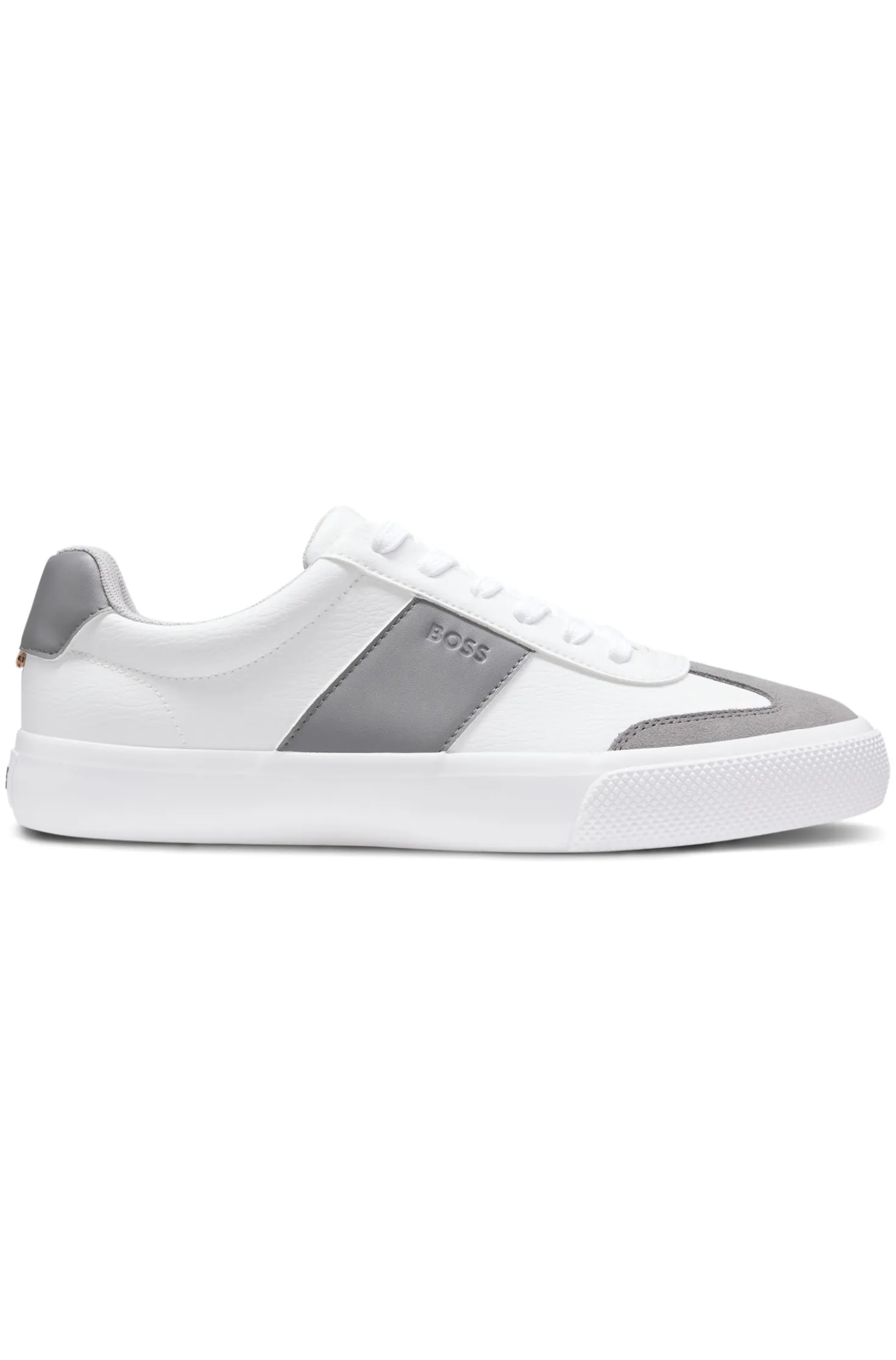 Sneakers aus genarbtem Kunstleder mit Besätzen aus echtem Leder