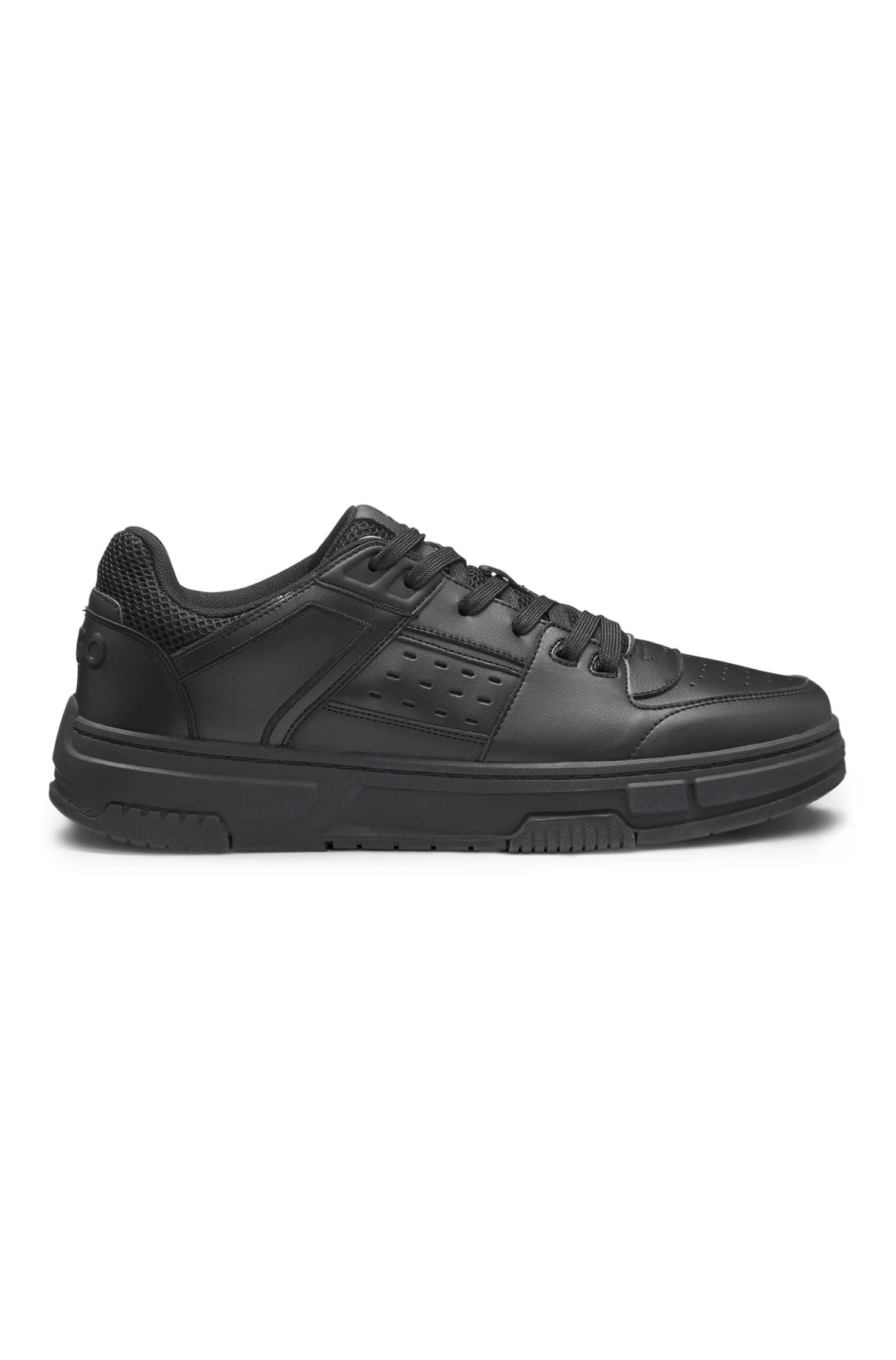 Sneakers aus Kunstleder mit Mesh-Details