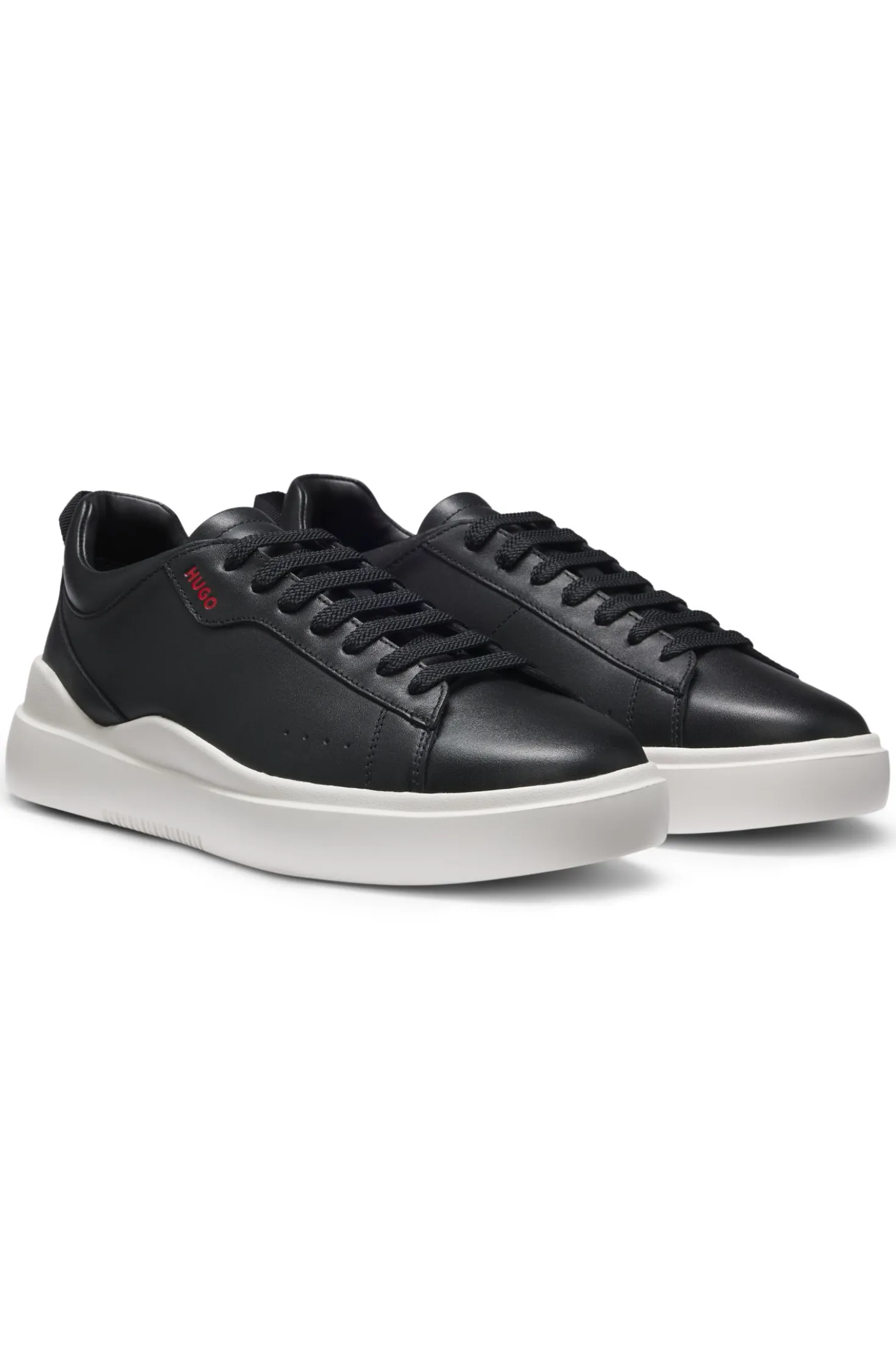 Sneakers aus Leder mit Cupsohle und roten Logo-Details