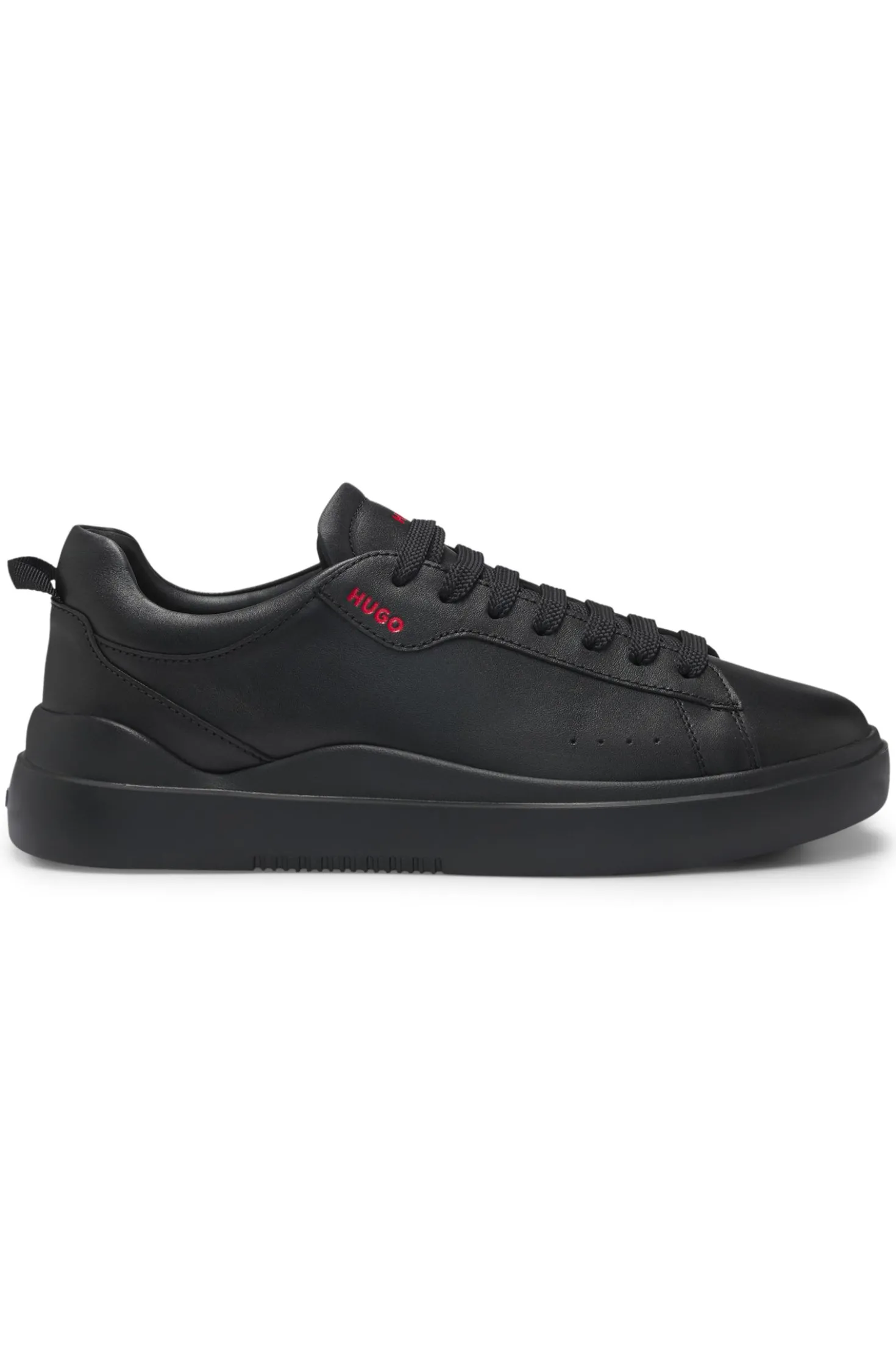 Sneakers aus Leder mit Cupsohle und roten Logo-Details