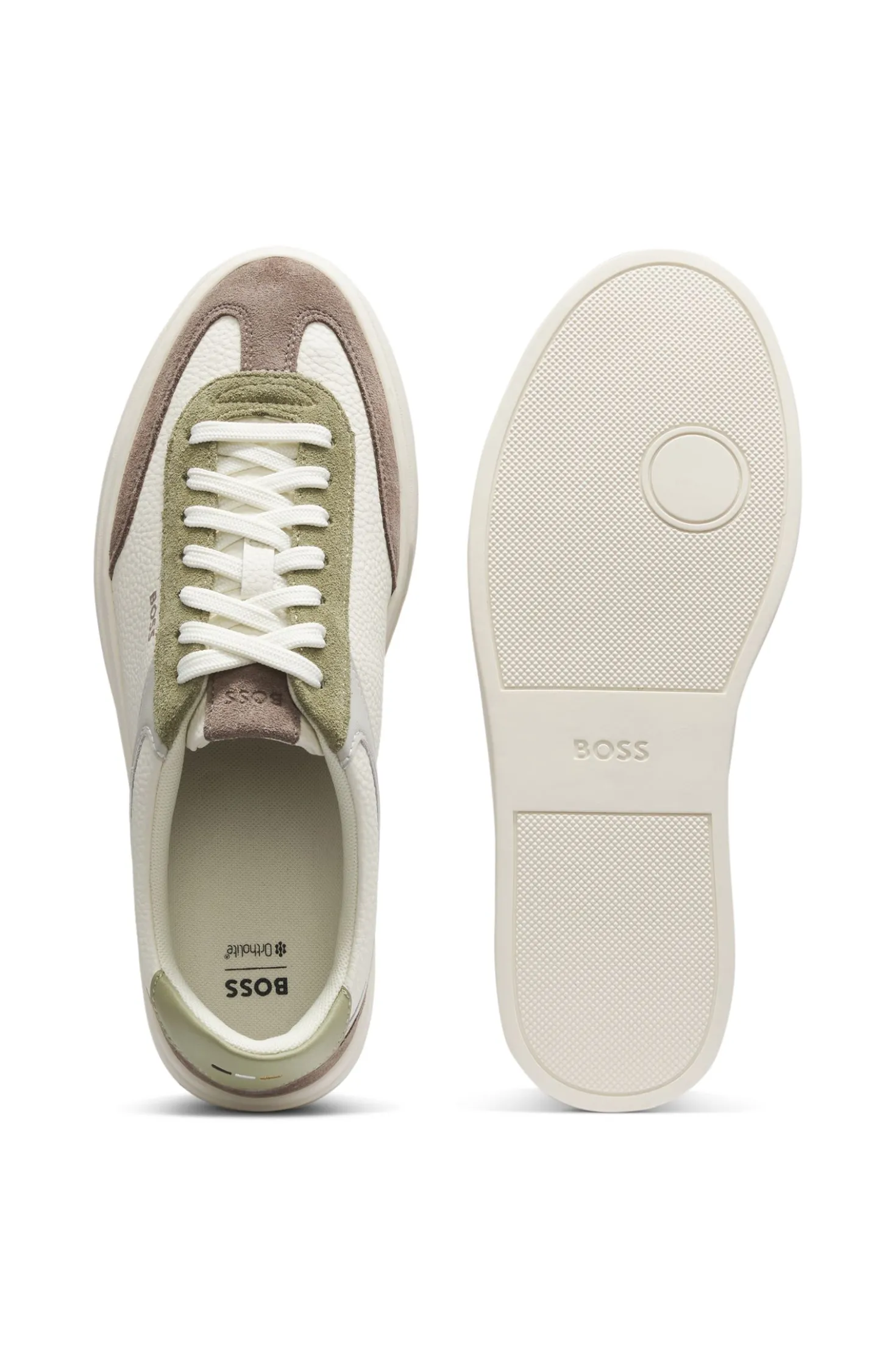 Sneakers aus Leder mit Cupsohle und Veloursleder-Details