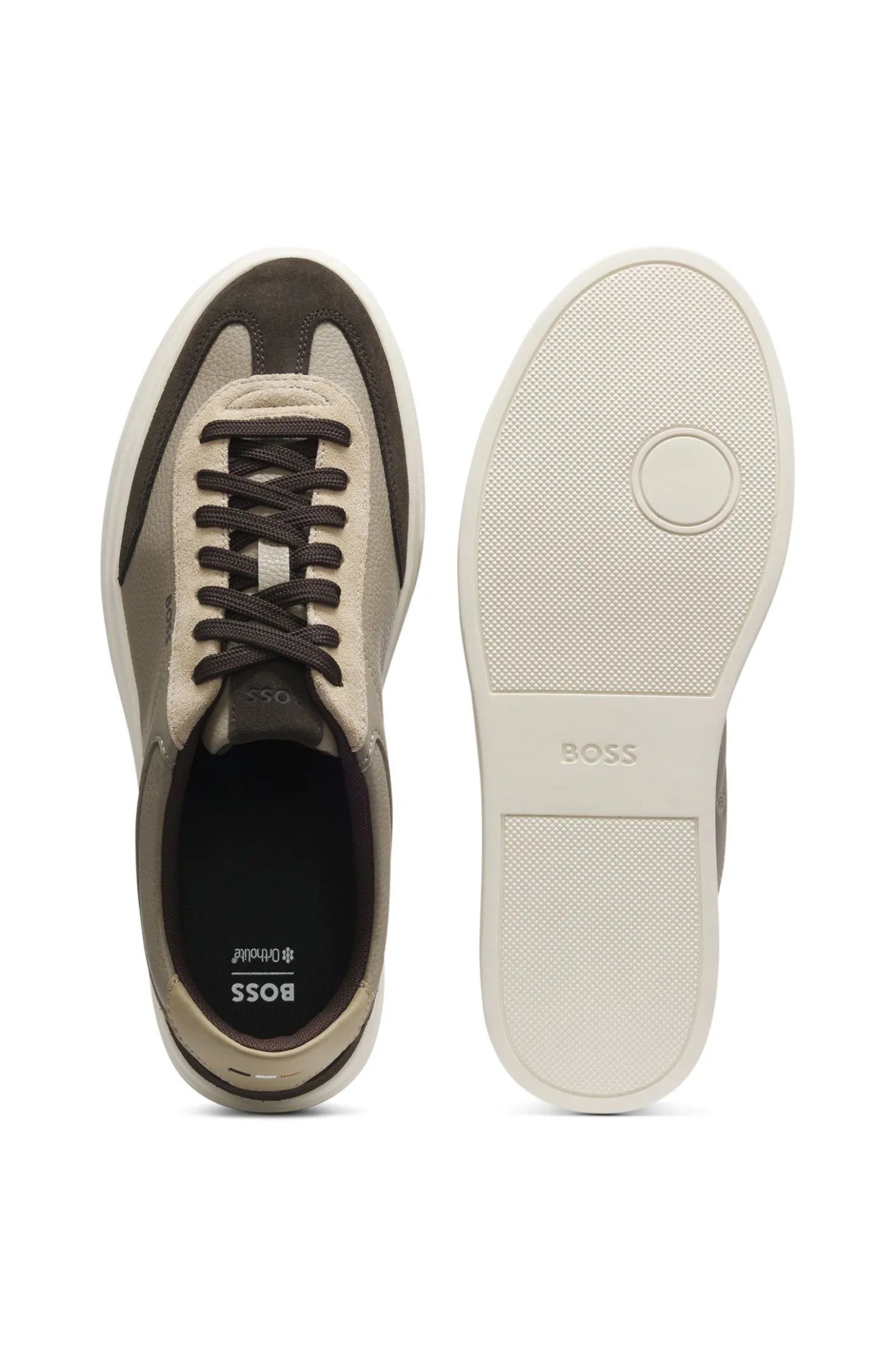 Sneakers aus Leder mit Cupsohle und Veloursleder-Details