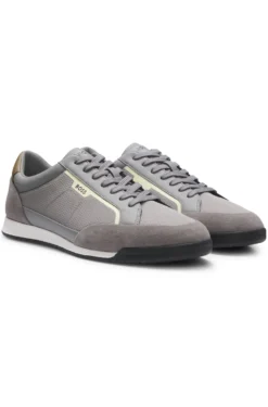 Sneakers aus Material-Mix mit Nahtdetails