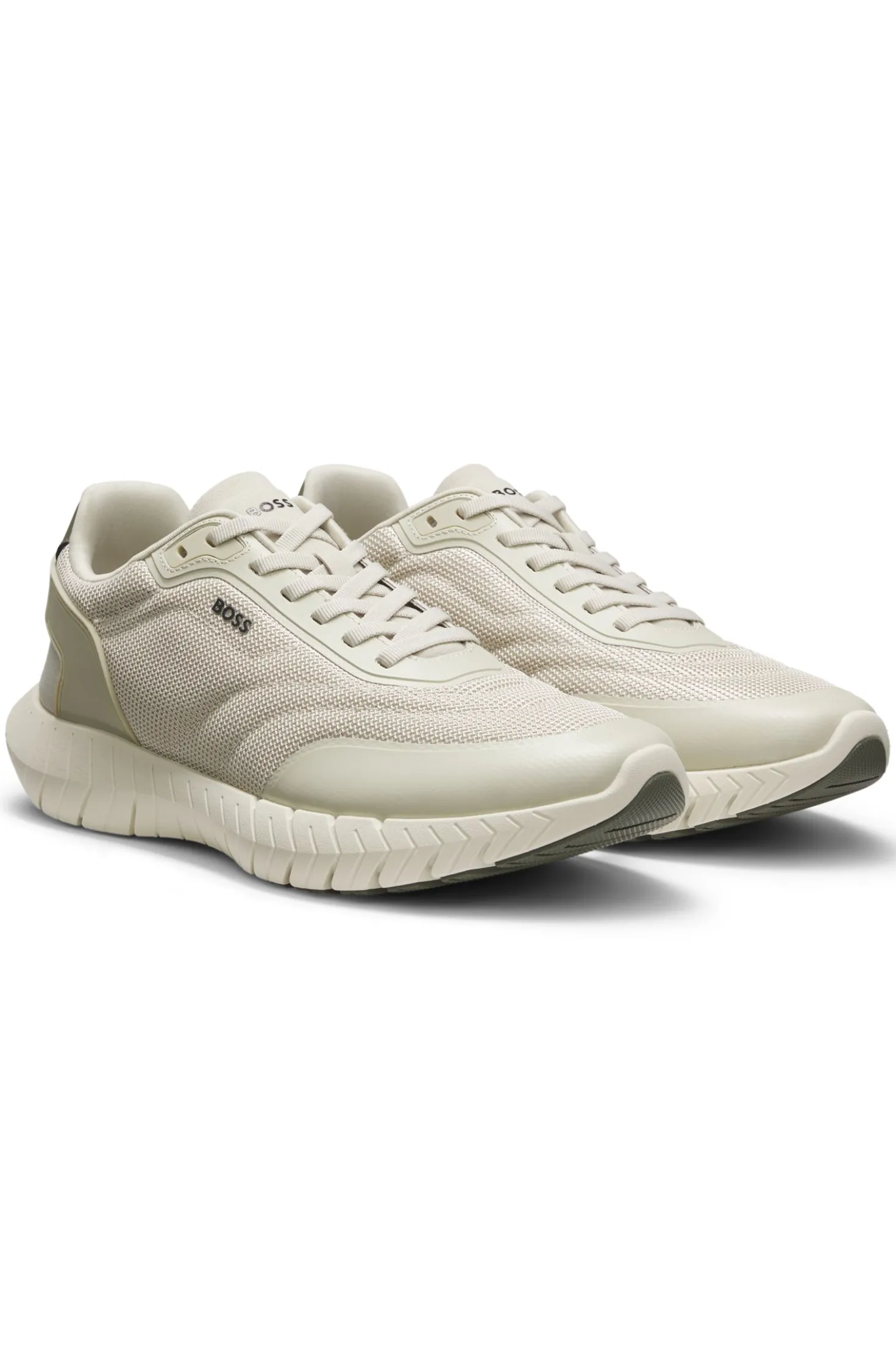 Sneakers im Laufschuh-Stil mit Lederbesatz