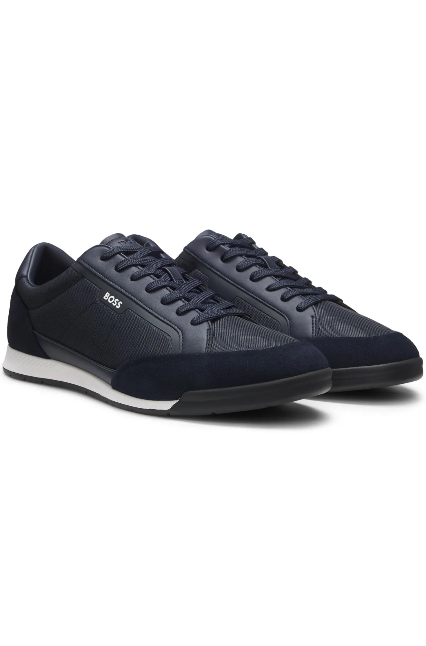 Sneakers mit Veloursleder-Besatz und gerippter Sohle