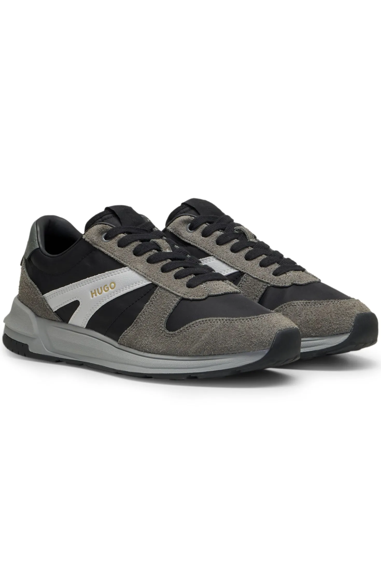 Sneakers mit Veloursleder-Besatz und Logo-Details