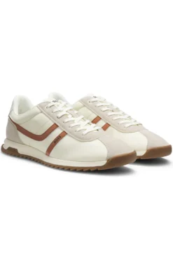 Sneakers mit Veloursleder-Imitat-Details und Logo