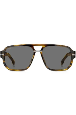 Sonnenbrille aus gemustertem Acetat mit silberfarbenen Details