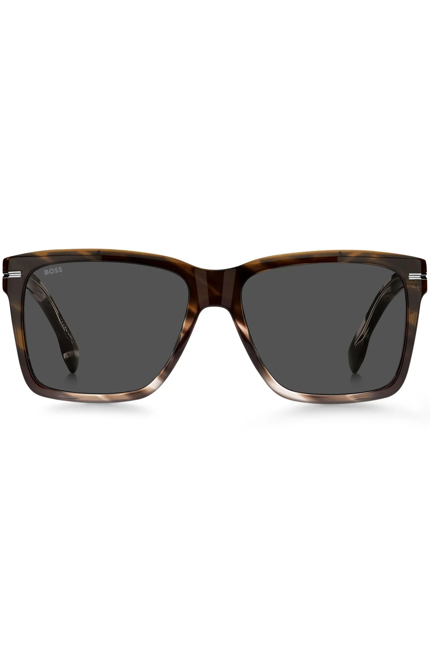 Sonnenbrille aus gemustertem Acetat mit silberfarbenen Details