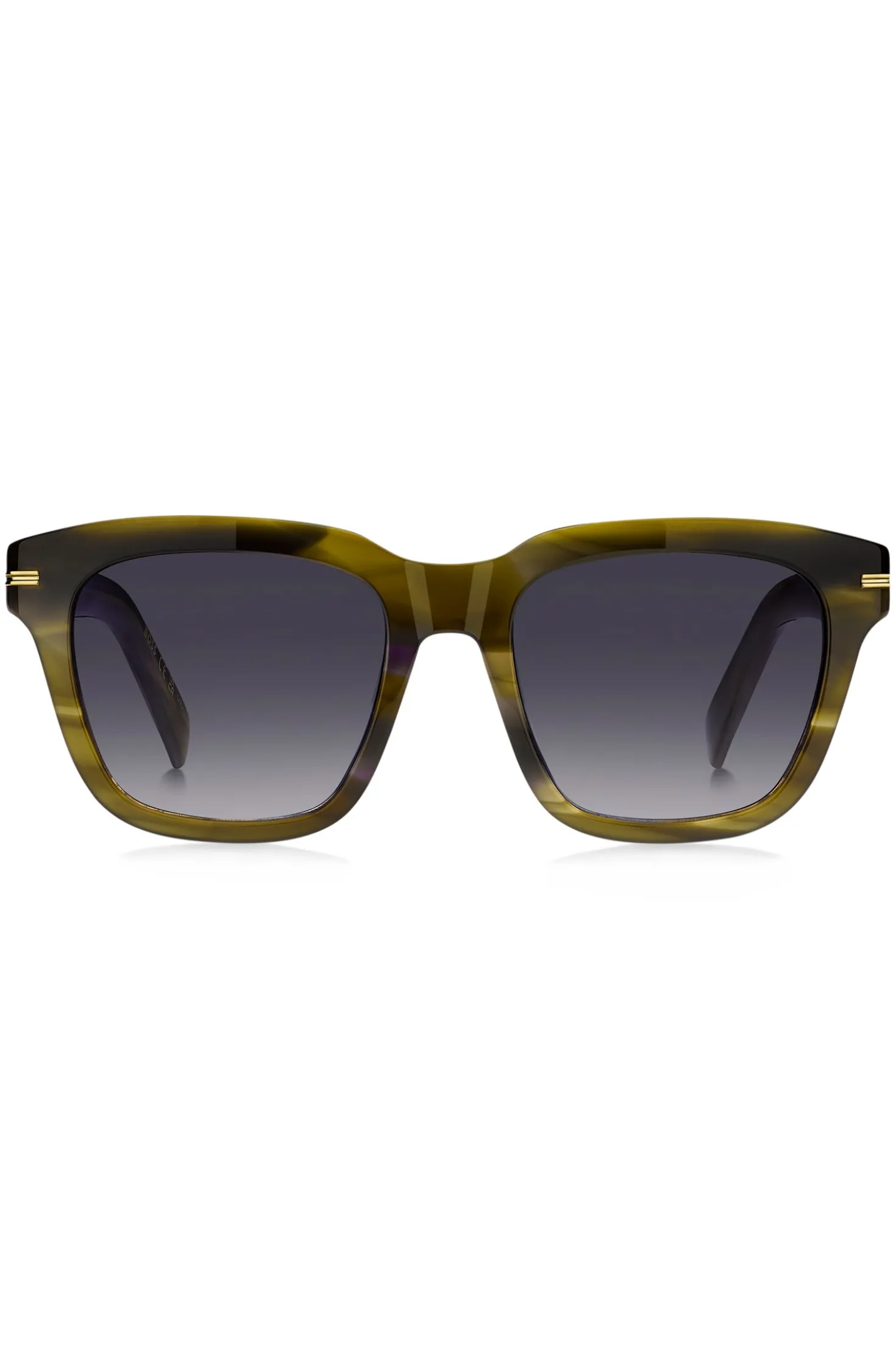 Sonnenbrille aus gemustertem Acetat mit goldfarbenen Details