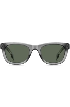 Sonnenbrille aus grauem Acetat mit 3D-Logo