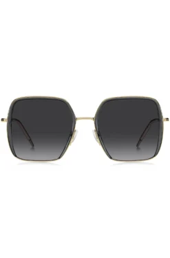 Sonnenbrille aus grauem Acetat und goldfarbenem Edelstahl