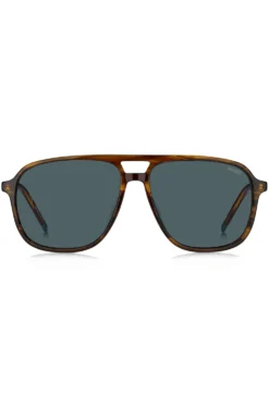 Sonnenbrille aus hornfarbenem Acetat mit Doppelsteg