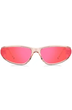 Sonnenbrille aus rosafarbenem Acetat mit tonalen Gläsern
