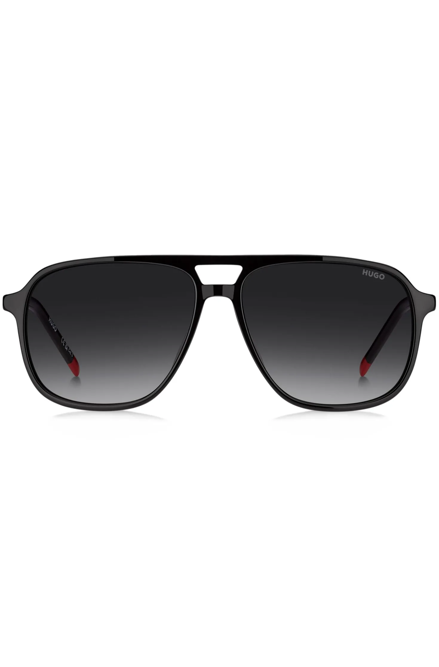 Sonnenbrille aus schwarzem Acetat mit Doppelsteg