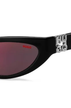 Sonnenbrille aus schwarzem Acetat mit 3D-Monogramm